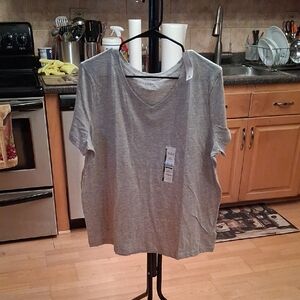 V-Neck Short Sleeve Tee - Gray. 2 Gray & 1 Red NWT